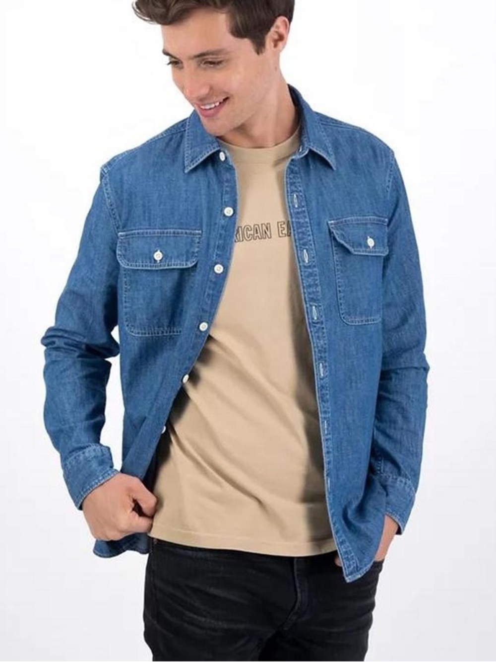 American Eagle Outfitters Blue Denim Shirt